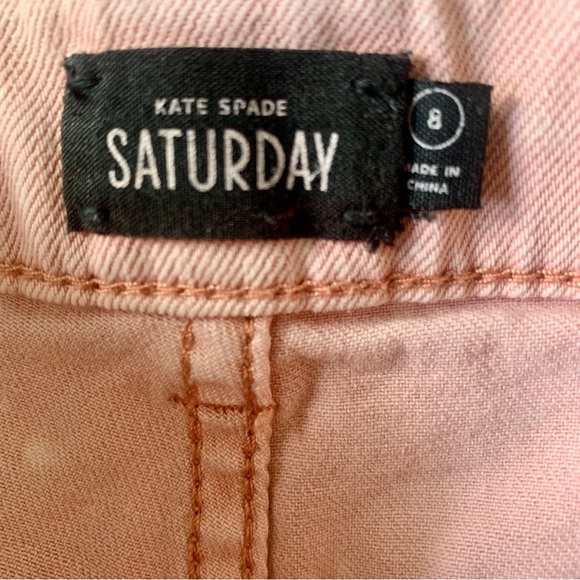 Kate Spade pink/white splatter print Saturday shortie Jean shorts size 8 - Picture 5 of 5